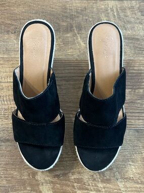 Black Suede Slide Sandals